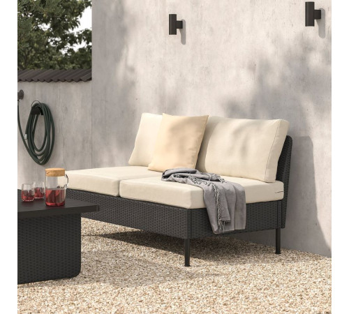 Sofa 2-osobowa, na zewnątrz rattan z tworzywa sztu. ciemnoszary/Frösön/Duvholmen beżowy VITTSKÄR 695.910.76