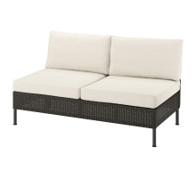 Sofa 2-osobowa, na zewnątrz rattan z tworzywa sztu. ciemnoszary/Frösön/Duvholmen beżowy VITTSKÄR 695.910.76