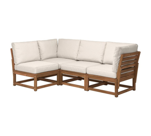 Sofa narożna 3-osobowa, na zewnątrz bejca jasnobrązowa/Frösön/Duvholmen beżowy NÄMMARÖ 795.856.64