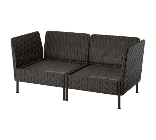 Sofa modułowa, 2-osobowa, podłokietnik na zewnątrz/technorattan ciemnoszary VITTSKÄR 795.910.66