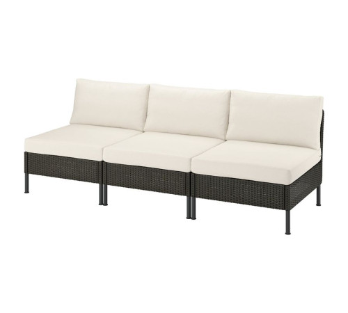 Sofa modułowa, 3-osobowa, na zewnątrz rattan z tworzywa sztu. ciemnoszary/Frösön/Duvholmen beżowy VITTSKÄR 795.911.27
