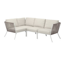Sofa narożna 3-osobowa, na zewnątrz biały/beżowy/Frösön/Duvholmen beżowy SEGERÖN 396.135.17