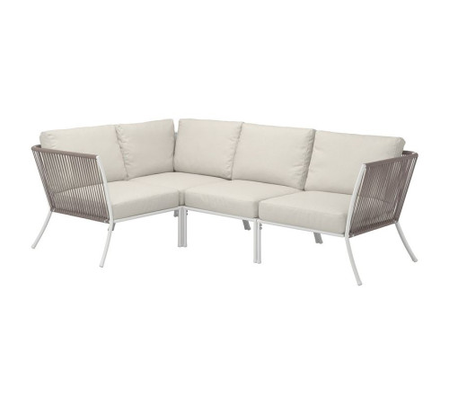 Sofa narożna 3-osobowa, na zewnątrz biały/beżowy/Frösön/Duvholmen beżowy SEGERÖN 396.135.17