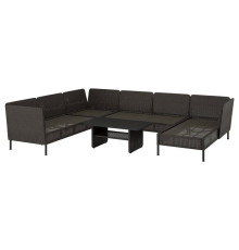 Komplet 5-osobowy, na zewnątrz, z szezlongiem/technorattan ciemnoszary VITTSKÄR 595.912.51