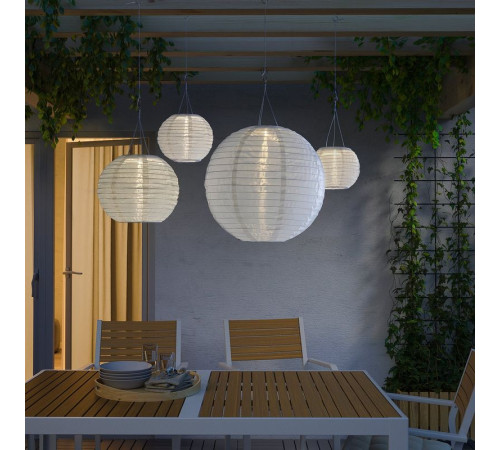 Lampa wisząca na energię słon. LED, na zewnątrz/kula biały SOLVINDEN 606.150.29