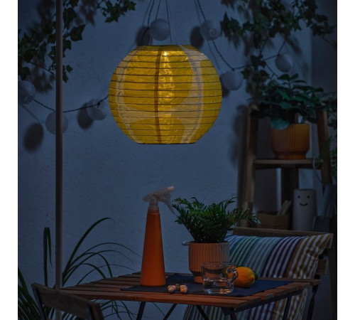 Lampa wisząca na energię słon. LED, na zewnątrz kula/żółty szary SOLVINDEN 406.146.91