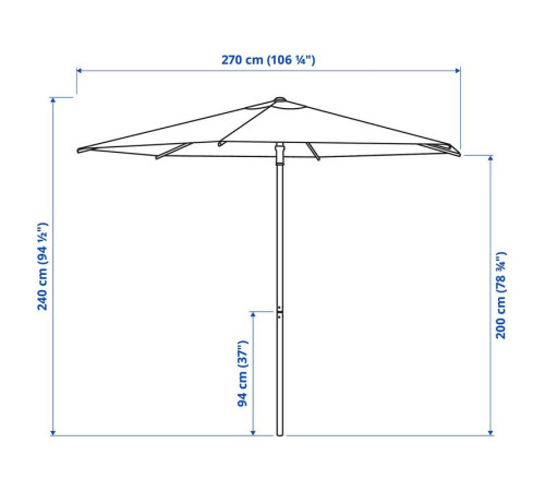 Parasol, kremowy jaskrawożółty/w paski HÖGÖN 205.985.74