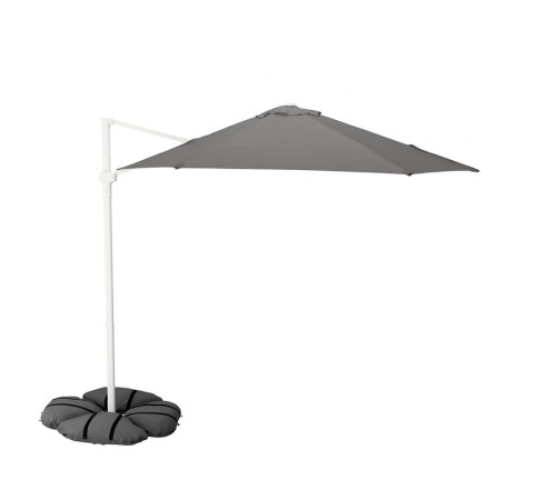 Parasol, wiszący z podstawą, szary/ciemnoszary HÖGÖN / IGGÖN 295.762.28