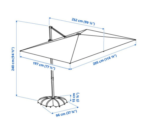 Parasol, wiszący z podstawą, jasny szarobeżowy/ciemnoszary SVALÖN / IGGÖN 495.762.13
