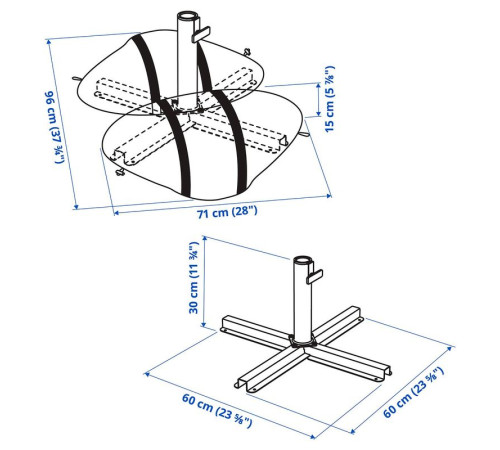 Podst parasola z workami na piasek, ciemnoszary IGGÖN 505.858.48