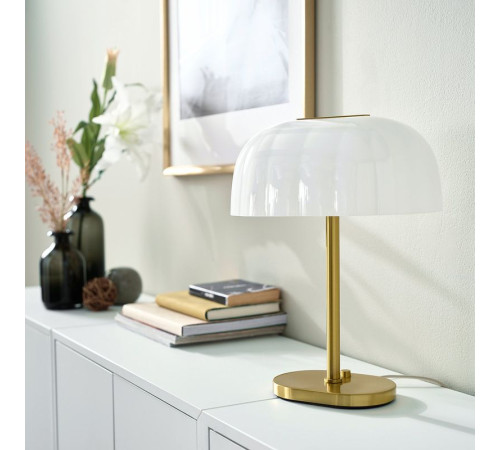 Lampa stołowa, opalowa biel szkło/mosiądzowane AKTERSPRING 005.865.48
