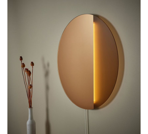Lampa ścienna/lustra LED, można przyciemniać/brązowy okrągły VARMBLIXT 105.315.41