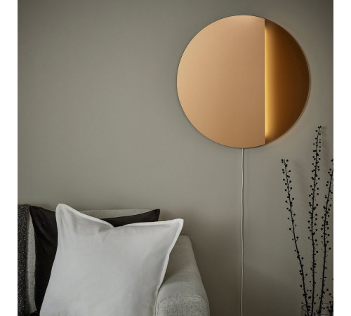 Lampa ścienna/lustra LED, można przyciemniać/brązowy okrągły VARMBLIXT 105.315.41