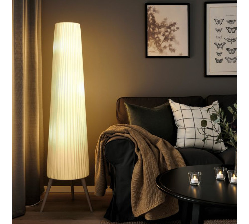 Lampa podłogowa, buk/biały ÖKENSAND 005.415.26