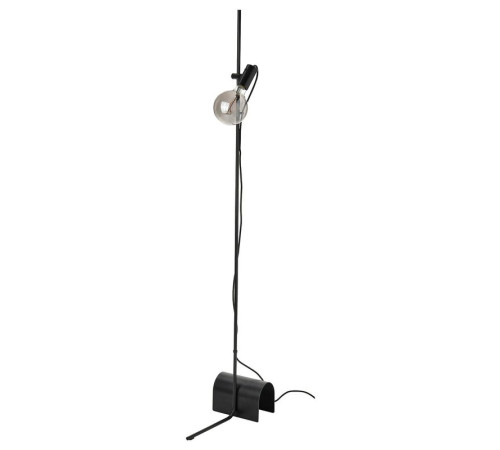 Lampa podłogowa z żarówką, czarny/kula szare szkło przezroczyste HÅRSLINGA / MOLNART 095.096.59