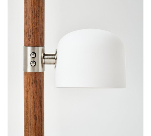 Lampa podłogowa/do czytania, opalowa biel szkło/ciemnobrązowy dąb MOSSPLYM 106.137.68