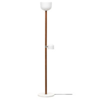 Lampa podłogowa/do czytania, opalowa biel szkło/ciemnobrązowy dąb MOSSPLYM 106.137.68