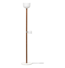 Lampa podłogowa/do czytania, opalowa biel szkło/ciemnobrązowy dąb MOSSPLYM 106.137.68