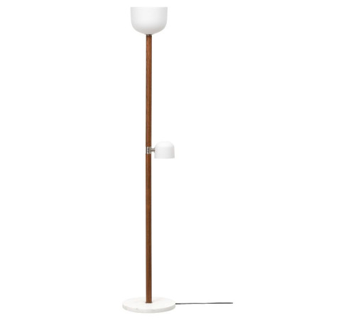 Lampa podłogowa/do czytania, opalowa biel szkło/ciemnobrązowy dąb MOSSPLYM 106.137.68