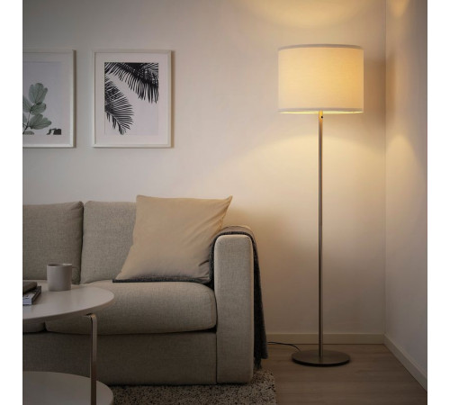Lampa podłogowa, biały/niklowano RINGSTA / SKAFTET 193.859.60