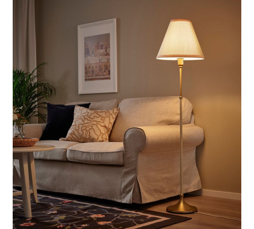Lampa podłogowa, mosiądz/beżowy FLYGHÖJD 505.744.73