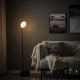 Lampa podłogowa z żarówką, czarny/w kształcie pierścienia opalowa biel HÅRSLINGA / MOLNART 695.826.18