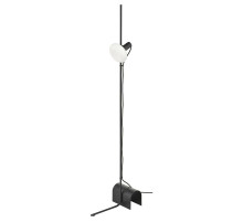 Lampa podłogowa z żarówką, czarny/w kształcie pierścienia opalowa biel HÅRSLINGA / MOLNART 695.826.18