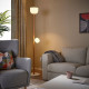 Lampa podłogowa/do czytania, opalowa biel szkło/dąb MOSSPLYM 905.972.03