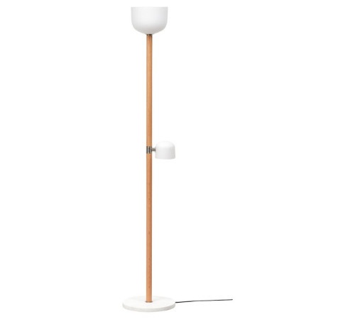 Lampa podłogowa/do czytania, opalowa biel szkło/dąb MOSSPLYM 905.972.03
