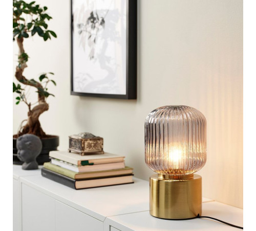 Lampa stołowa, mosiądz/szare szkło przezroczyste SOLKLINT 704.642.75