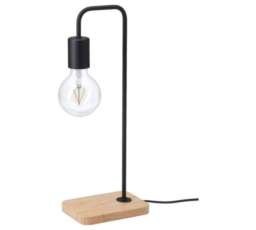 Lampa stołowa, czarny/bambus TVÄRHAND 905.108.94