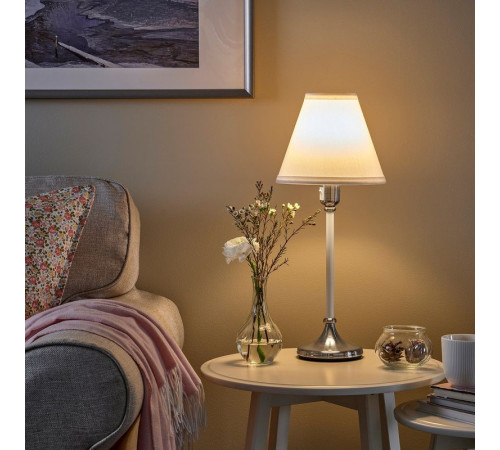 Lampa stołowa, niklowano/biały FLYGHÖJD 905.599.65