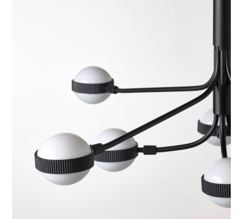 Żyrandol LED, 8-ramienny, czarny/biały STORSLINGA 004.876.09