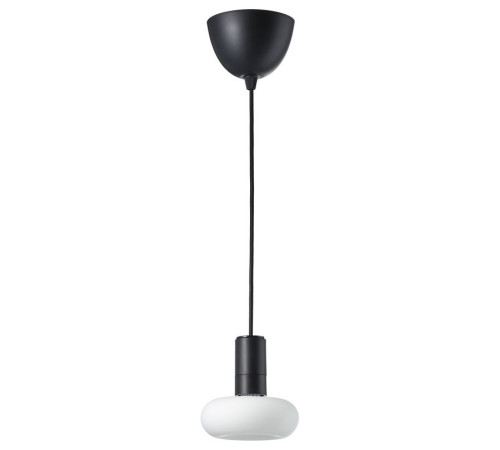 Lampa wisząca z żarówką, czarny/w kształcie pierścienia opalowa biel SUNNEBY / MOLNART 295.817.86