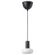 Lampa wisząca z żarówką, czarny/w kształcie pierścienia opalowa biel SUNNEBY / MOLNART 295.817.86