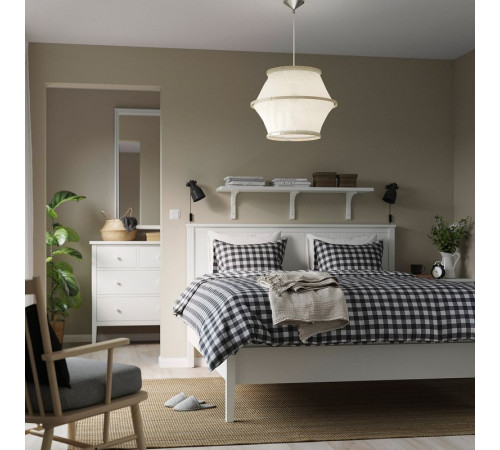 Lampa wisząca, biały tkanina/drewno BÄCKMÄRKE 305.994.03