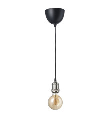 Lampa wisząca z żarówką, tkanina niklowano/kula brązowe szkło przezroczyste JÄLLBY / MOLNART 395.826.48