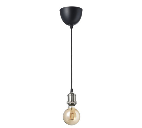 Lampa wisząca z żarówką, tkanina niklowano/kula brązowe szkło przezroczyste JÄLLBY / MOLNART 395.826.48