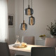 Lampa wisząca/3 lampki, niklowano/szary szkło HÖGVIND 504.929.29