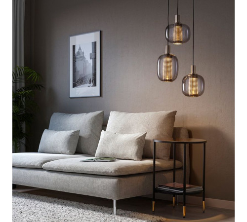 Lampa wisząca/3 lampki, niklowano/szary szkło HÖGVIND 504.929.29