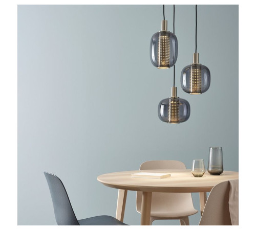 Lampa wisząca/3 lampki, niklowano/szary szkło HÖGVIND 504.929.29