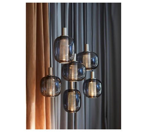 Lampa wisząca/3 lampki, niklowano/szary szkło HÖGVIND 504.929.29