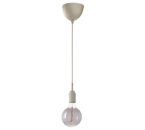 Lampa wisząca z żarówką, beżowy/szare szkło przezroczyste GRÅVACKA / MOLNART 694.844.58