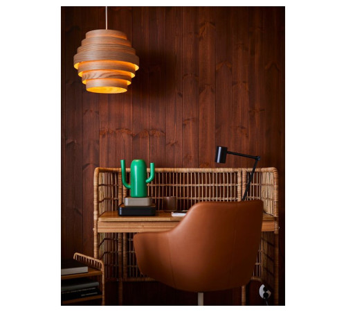 Lampa wisząca, okleina dębowa bejcowana na biało/biały DYKARKLOCKA / HAVSDJUP 696.040.45