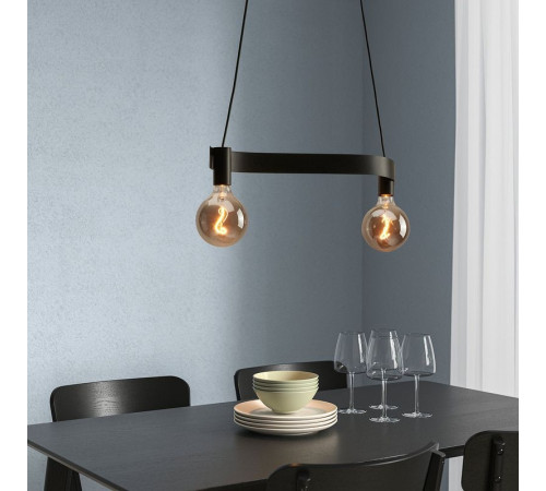 Lampa wisząca z żarówką, fala czarny/kula szare szkło przezroczyste ACKJA / MOLNART 795.368.43