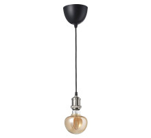 Lampa wisząca z żarówką, tkanina niklowano/grzyb brązowe szkło przezroczyste JÄLLBY / MOLNART 795.826.46