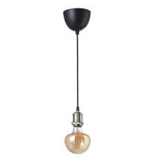 Lampa wisząca z żarówką, tkanina niklowano/grzyb brązowe szkło przezroczyste JÄLLBY / MOLNART 795.826.46