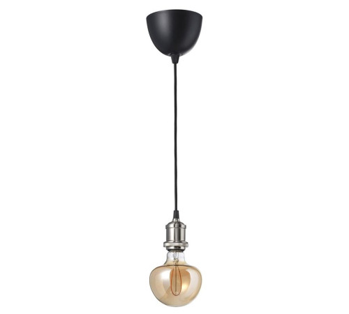 Lampa wisząca z żarówką, tkanina niklowano/grzyb brązowe szkło przezroczyste JÄLLBY / MOLNART 795.826.46