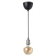 Lampa wisząca z żarówką, tkanina niklowano/grzyb brązowe szkło przezroczyste JÄLLBY / MOLNART 795.826.46