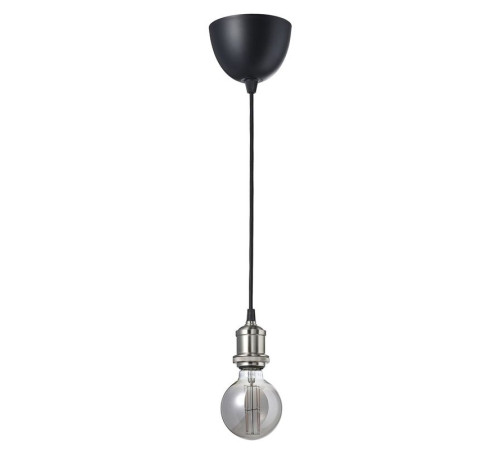 Lampa wisząca z żarówką, tkanina niklowano/kula szare szkło przezroczyste JÄLLBY / MOLNART 795.826.94
